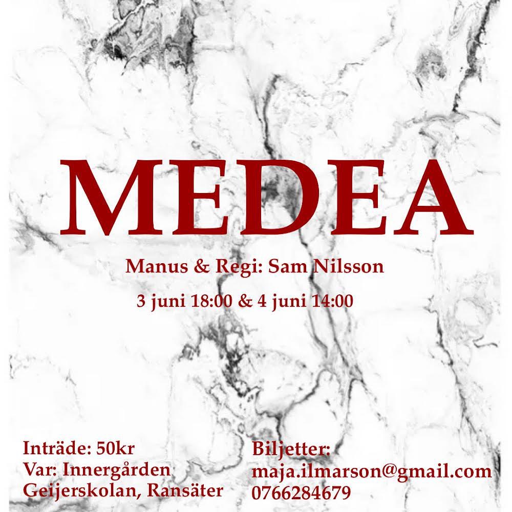 Föreställningen av Medea är en ny tolkning av regissören och manusförfattaren Sam Nilsson som läser regi här på Geijerskolan. Manuset är baserat på den antikgrekiska pjäsen med samma namn.